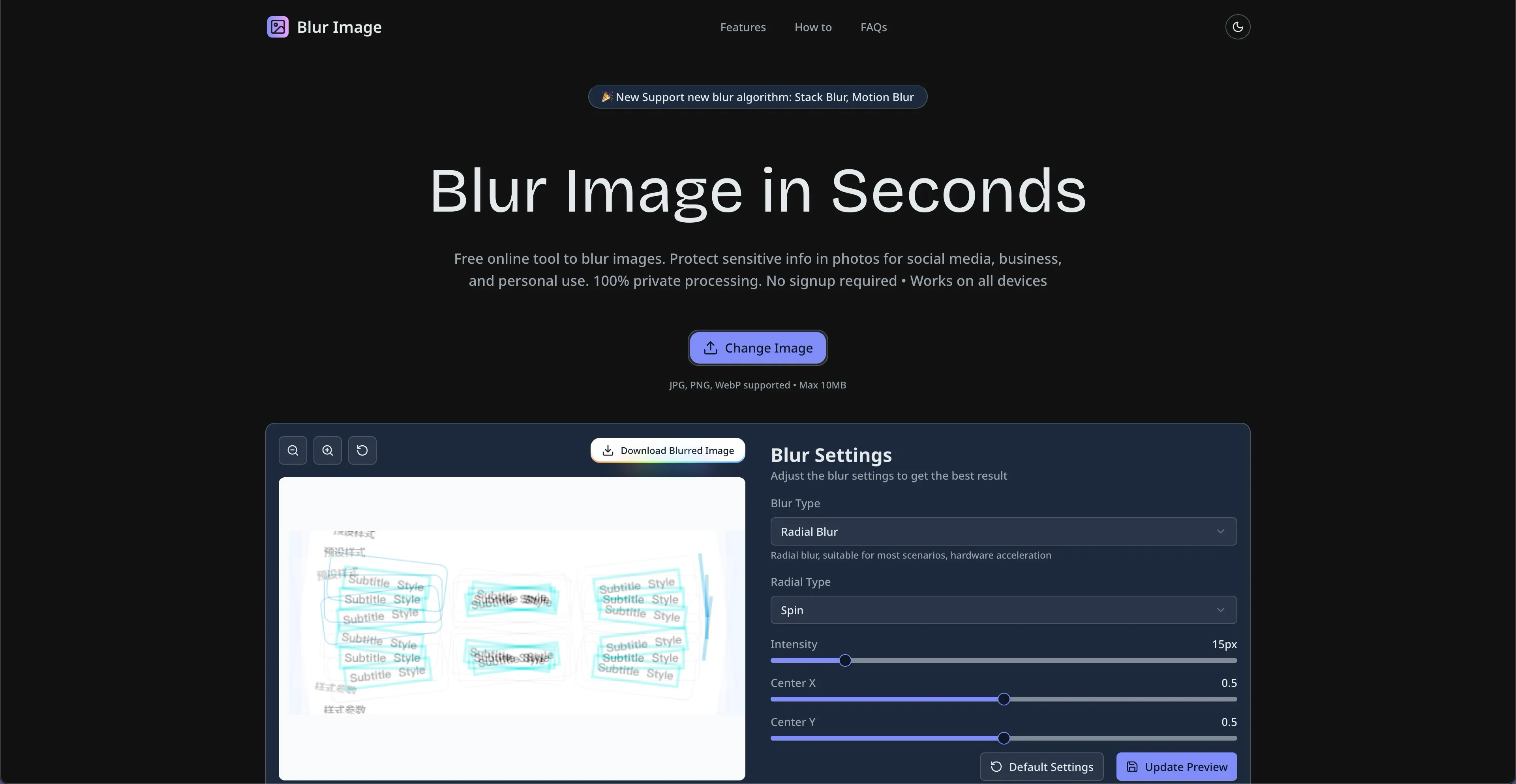 Blur Image Tool